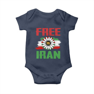 Free Iran Sunflower Baby Onesie Persian Flag Lion and Su Iranian Revolution Freedom Supporters TS02 Navy Print Your Wear