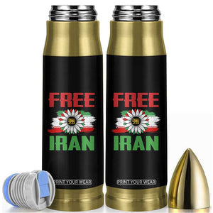 Free Iran Sunflower Bullet Tumbler Persian Flag Lion and Su Iranian Revolution Freedom Supporters TS02 Black Print Your Wear