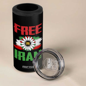 Free Iran Sunflower 4 in 1 Can Cooler Tumbler Persian Flag Lion and Su Iranian Revolution Freedom Supporters TS02 Print Your Wear