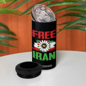Free Iran Sunflower 4 in 1 Can Cooler Tumbler Persian Flag Lion and Su Iranian Revolution Freedom Supporters TS02 Print Your Wear