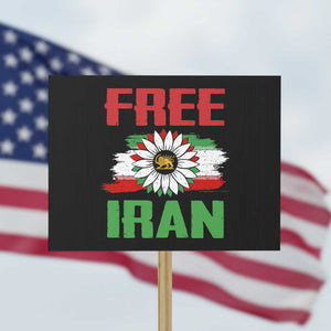 Free Iran Sunflower Protest Sign Persian Flag Lion and Su Iranian Revolution Freedom Supporters TS02 Horizontal 18" × 24" Black Print Your Wear