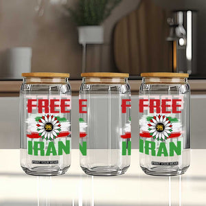 Free Iran Sunflower Glass Can Persian Flag Lion and Su Iranian Revolution Freedom Supporters TS02 Print Your Wear