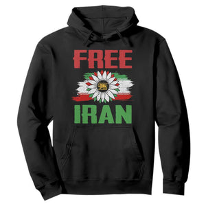 Free Iran Sunflower Hoodie Persian Flag Lion and Su Iranian Revolution Freedom Supporters TS02 Black Print Your Wear