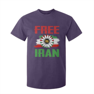 Free Iran Sunflower T Shirt For Kid Persian Flag Lion and Su Iranian Revolution Freedom Supporters TS02 Purple Print Your Wear