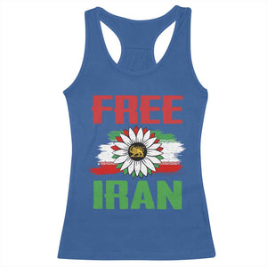 Free Iran Sunflower Racerback Tank Top Persian Flag Lion and Su Iranian Revolution Freedom Supporters TS02 Royal Blue Print Your Wear