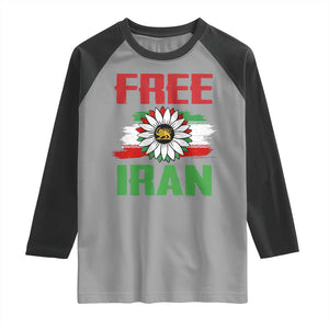 Free Iran Sunflower Raglan Shirt Persian Flag Lion and Su Iranian Revolution Freedom Supporters TS02 Sport Gray Black Print Your Wear