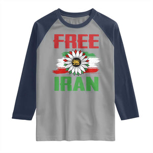 Free Iran Sunflower Raglan Shirt Persian Flag Lion and Su Iranian Revolution Freedom Supporters TS02 Sport Gray Navy Print Your Wear