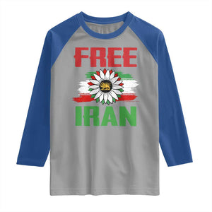 Free Iran Sunflower Raglan Shirt Persian Flag Lion and Su Iranian Revolution Freedom Supporters TS02 Sport Gray Royal Print Your Wear