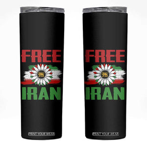 Free Iran Sunflower Skinny Tumbler Persian Flag Lion and Su Iranian Revolution Freedom Supporters TS02 Black Print Your Wear