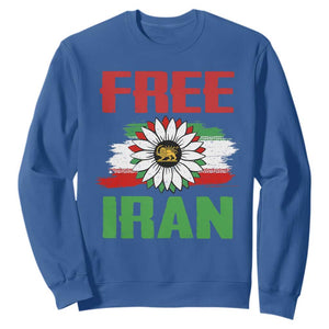 Free Iran Sunflower Sweatshirt Persian Flag Lion and Su Iranian Revolution Freedom Supporters TS02 Royal Blue Print Your Wear