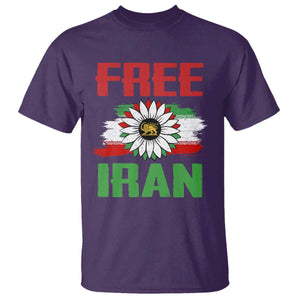 Free Iran Sunflower T Shirt Persian Flag Lion and Su Iranian Revolution Freedom Supporters TS02 Purple Print Your Wear