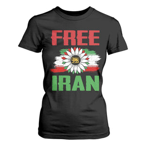 Free Iran Sunflower T Shirt For Women Persian Flag Lion and Su Iranian Revolution Freedom Supporters TS02 Black Print Your Wear