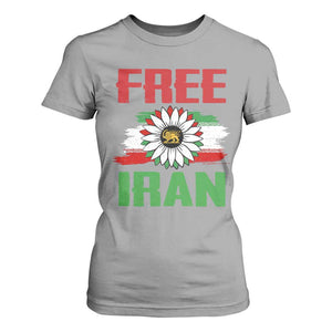 Free Iran Sunflower T Shirt For Women Persian Flag Lion and Su Iranian Revolution Freedom Supporters TS02 Sport Gray Print Your Wear