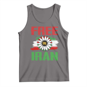 Free Iran Sunflower Tank Top Persian Flag Lion and Su Iranian Revolution Freedom Supporters TS02 Deep Heather Print Your Wear