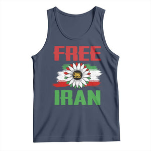 Free Iran Sunflower Tank Top Persian Flag Lion and Su Iranian Revolution Freedom Supporters TS02 Navy Print Your Wear