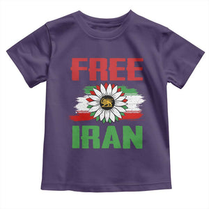 Free Iran Sunflower Toddler T Shirt Persian Flag Lion and Su Iranian Revolution Freedom Supporters TS02 Purple Print Your Wear