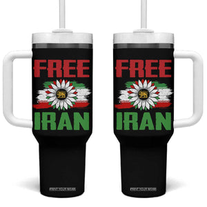 Free Iran Sunflower Tumbler With Handle Persian Flag Lion and Su Iranian Revolution Freedom Supporters TS02 One Size: 40 oz Black Print Your Wear