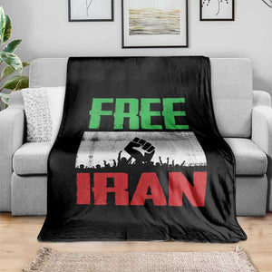Free Iran Freedom Protest Throw Blanket Iranian Flag Raised Fist and Crowd Revolution TS02 Print Your Wear