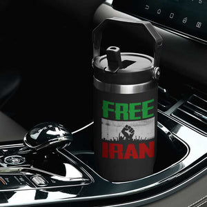 Free Iran Freedom Protest Flip Straw Tumbler Iranian Flag Raised Fist and Crowd Revolution TS02 Print Your Wear