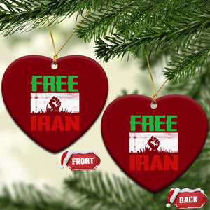 Free Iran Freedom Protest Ceramic Ornament Iranian Flag Raised Fist and Crowd Revolution TS02 Print Your Wear