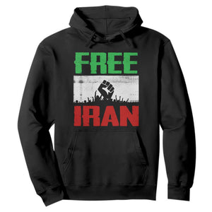 Free Iran Freedom Protest Hoodie Iranian Flag Raised Fist and Crowd Revolution TS02 Black Print Your Wear