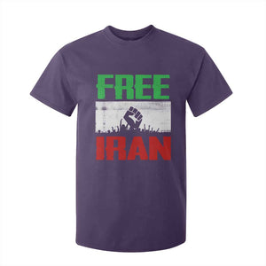 Free Iran Freedom Protest T Shirt For Kid Iranian Flag Raised Fist and Crowd Revolution TS02 Purple Print Your Wear