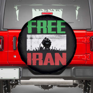 Free Iran Freedom Protest Spare Tire Cover Iranian Flag Raised Fist and Crowd Revolution TS02 Black Print Your Wear