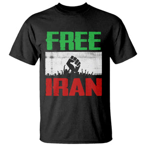 Free Iran Freedom Protest T Shirt Iranian Flag Raised Fist and Crowd Revolution TS02 Black Print Your Wear
