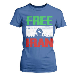 Free Iran Freedom Protest T Shirt For Women Iranian Flag Raised Fist and Crowd Revolution TS02 Royal Blue Print Your Wear
