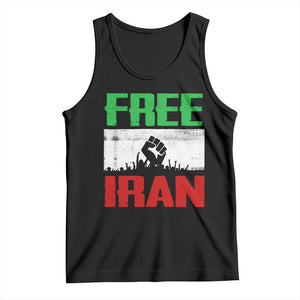 Free Iran Freedom Protest Tank Top Iranian Flag Raised Fist and Crowd Revolution TS02 Black Print Your Wear