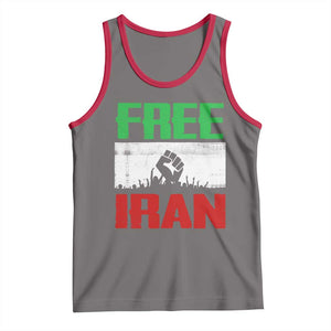 Free Iran Freedom Protest Tank Top Iranian Flag Raised Fist and Crowd Revolution TS02 Deep Heather Red Print Your Wear