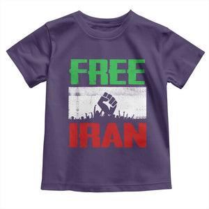 Free Iran Freedom Protest Toddler T Shirt Iranian Flag Raised Fist and Crowd Revolution TS02 Purple Print Your Wear