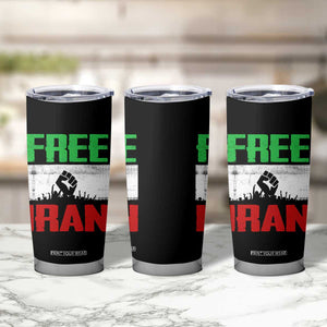 Free Iran Freedom Protest Tumbler Cup Iranian Flag Raised Fist and Crowd Revolution TS02 Print Your Wear