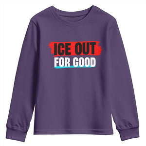 Ice Out For Good Youth Sweatshirt Subtle Against Ice Protest Political Resistance TS02 Purple Print Your Wear