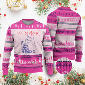 No Ice Please Funny Cat Meme Ugly Christmas Sweater Subtle Against Ice Protest Political Resistance TS02 Hot Pink Print Your Wear