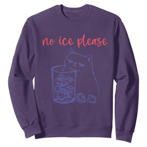 No Ice Please Funny Cat Meme Sweatshirt Subtle Against Ice Protest Political Resistance TS02 Purple Print Your Wear