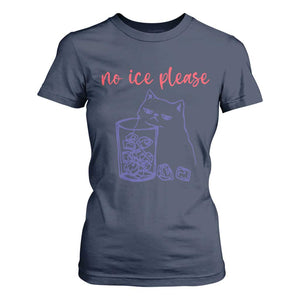 No Ice Please Funny Cat Meme T Shirt For Women Subtle Against Ice Protest Political Resistance TS02 Navy Print Your Wear