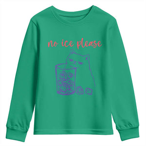 No Ice Please Funny Cat Meme Youth Sweatshirt Subtle Against Ice Protest Political Resistance TS02 Irish Green Print Your Wear