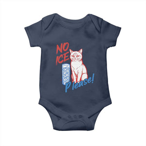 No Ice Please Angry Cat Graphic Baby Onesie Subtle Against Ice Protest Political Resistance TS02 Navy Print Your Wear