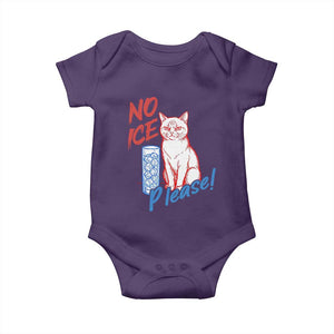 No Ice Please Angry Cat Graphic Baby Onesie Subtle Against Ice Protest Political Resistance TS02 Purple Print Your Wear