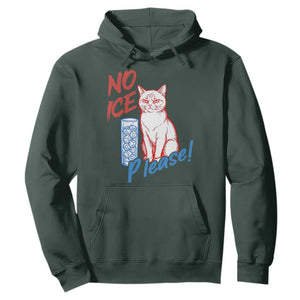 No Ice Please Angry Cat Graphic Hoodie Subtle Against Ice Protest Political Resistance TS02 Dark Forest Green Print Your Wear