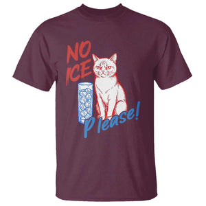 No Ice Please Angry Cat Graphic T Shirt Subtle Against Ice Protest Political Resistance TS02 Maroon Print Your Wear