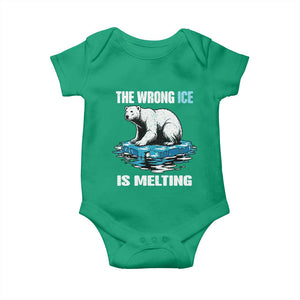 The Wrong Ice is Melting Polar Bear Baby Onesie Against Ice Environmental Activist Protest TS02 Irish Green Print Your Wear