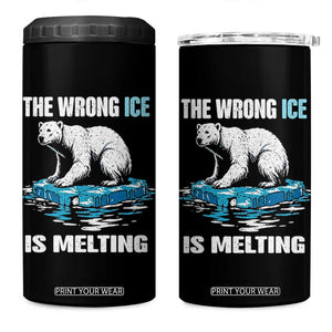The Wrong Ice is Melting Polar Bear 4 in 1 Can Cooler Tumbler Against Ice Environmental Activist Protest TS02 One Size: 16 oz Black Print Your Wear