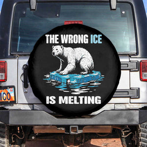 The Wrong Ice is Melting Polar Bear Spare Tire Cover Against Ice Environmental Activist Protest TS02 No hole Black Print Your Wear