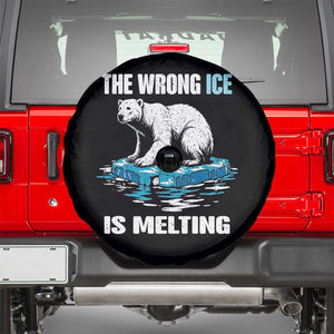 The Wrong Ice is Melting Polar Bear Spare Tire Cover Against Ice Environmental Activist Protest TS02 Black Print Your Wear