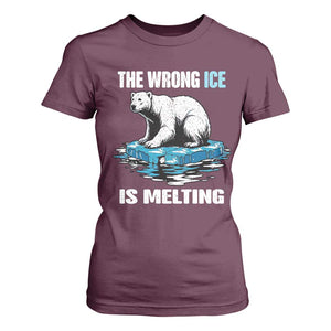 The Wrong Ice is Melting Polar Bear T Shirt For Women Against Ice Environmental Activist Protest TS02 Maroon Print Your Wear