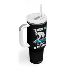 The Wrong Ice is Melting Polar Bear Tumbler With Handle Against Ice Environmental Activist Protest TS02 Print Your Wear
