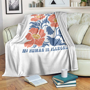 Retro Floral Protest Abolish Ice Throw Blanket No Human is Illegal Peaceful Pro-Immigrant TS02 Print Your Wear
