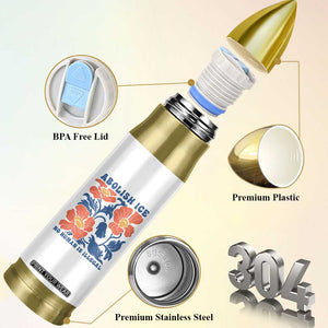 Retro Floral Protest Abolish Ice Bullet Tumbler No Human is Illegal Peaceful Pro-Immigrant TS02 Print Your Wear